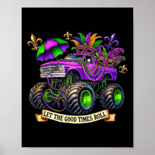 Kids Crush Mardi Gras Toddler Truck Funny Monster Poster