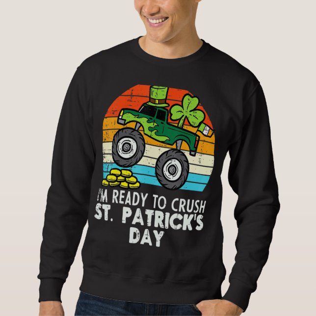 Kids Crush St Patricks Day Monster Truck Paddys To Sweatshirt (Front)