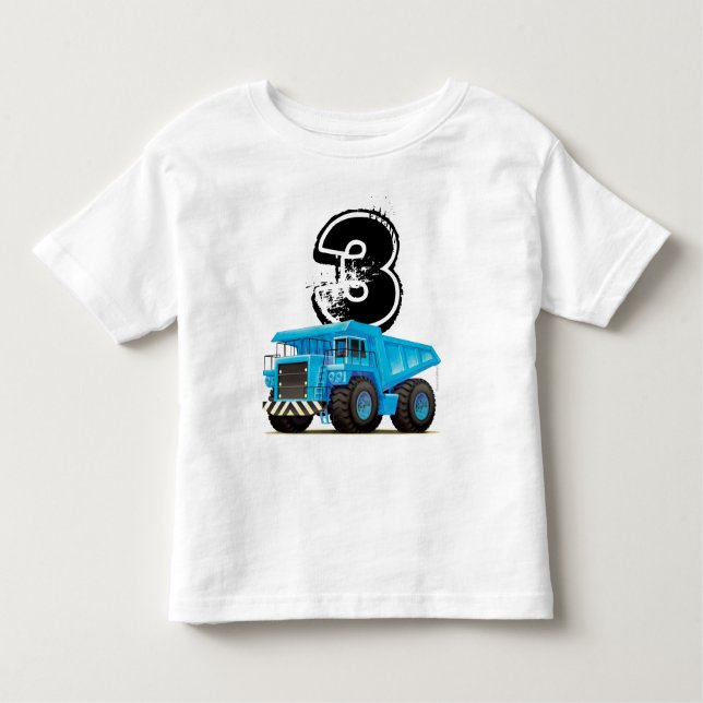 Kid's Custom Age Dumper Truck 3rd Birthday Toddler T-Shirt (Front)