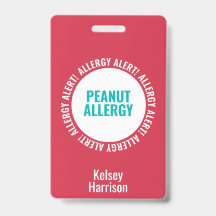 Kids Custom Allergy Alert School Daycare Bag Tag