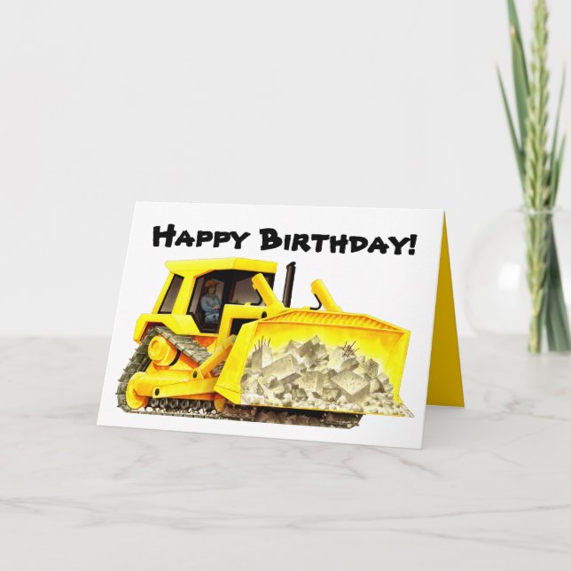 Kid's Custom Bulldozer Greeting Card (Front)
