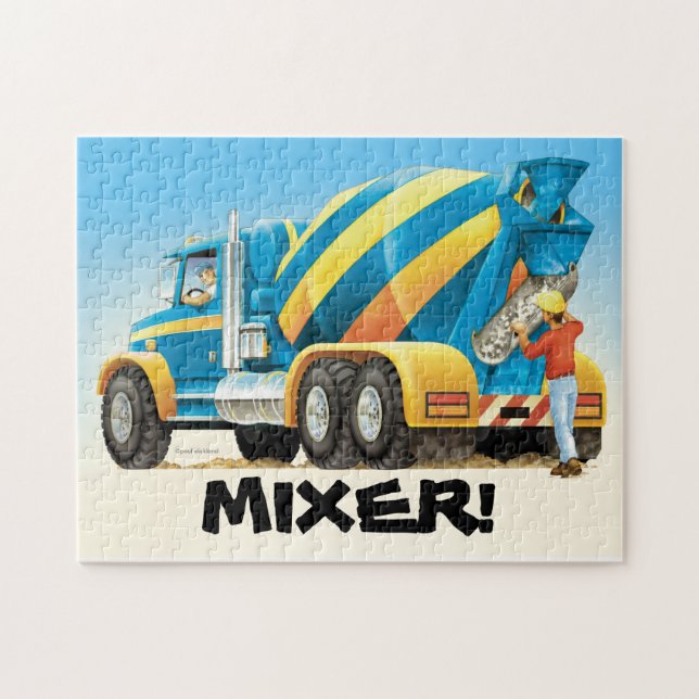 Kids Custom Concrete Mixer Construction Truck Jigsaw Puzzle (Horizontal)