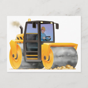 Kid's Custom Construction Trucks Road Roller Postcard