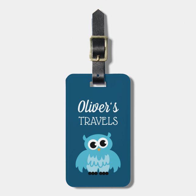 Kid's custom luggage tag with cute bird cartoon (Front Vertical)