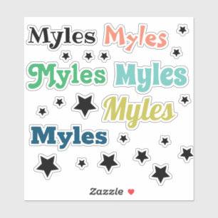 Kids custom name contour stickers