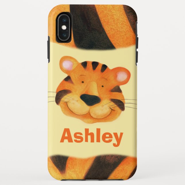 Kids custom name cute tiger face orange Case-Mate iPhone case (Back)