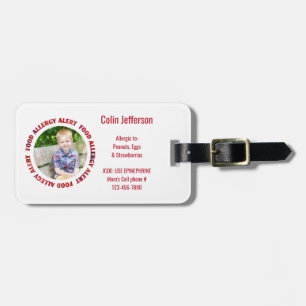 Kids Custom Photo Food Allergy Medical Alert Luggage Tag