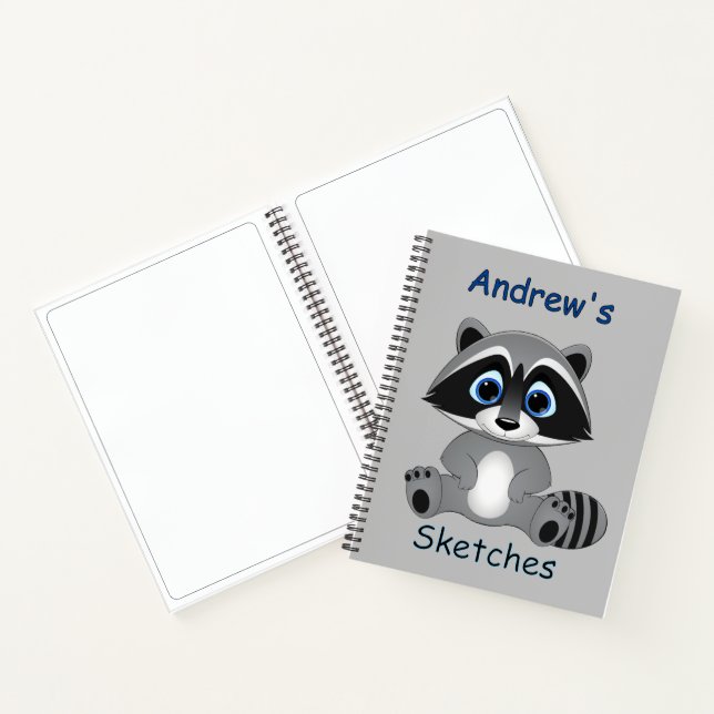Kids Custom Racoon Sketch Notebook (Inside)