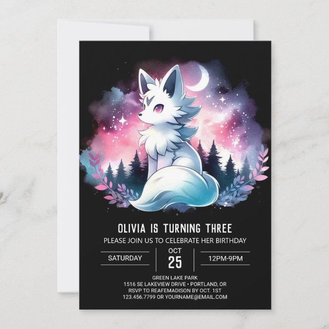 Kids Custom Wolf Birthday Invitation (Front)