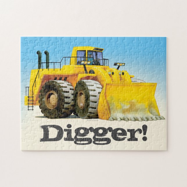 Kid's Custom Yellow Construction Digger Jigsaw Jigsaw Puzzle (Horizontal)