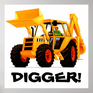 Kid's Custom Yellow Digger Poster