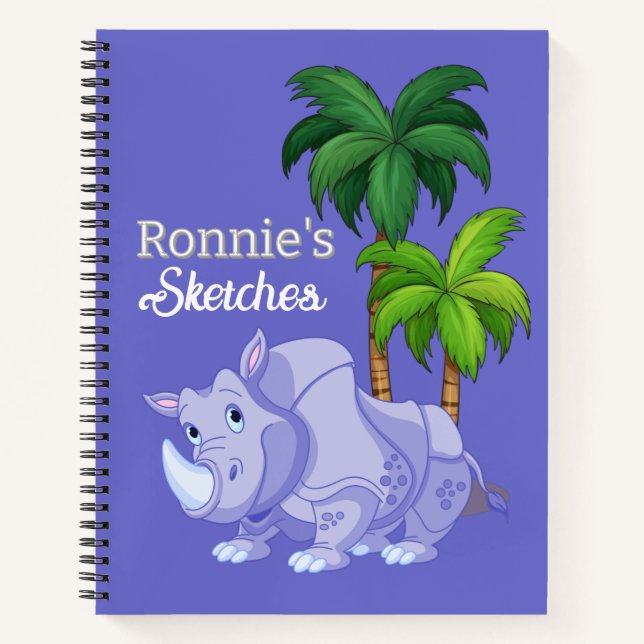 Kids Customise Rhino Sketch Spiral Notebook (Front)