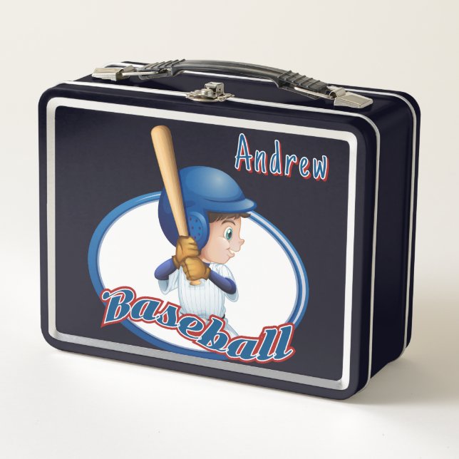 Kids Customised Baseball  Metal Lunch Box (Front)