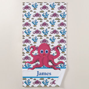 Kids Customised Octopus  Beach Towel
