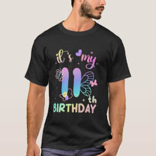 Kids Cute 11 Years Old Butterfly It s My 11th Birt T-Shirt
