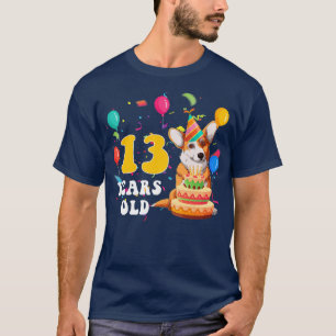 Kids Cute 13 Years Old Corgi Dog Lover 13th Birthd T-Shirt