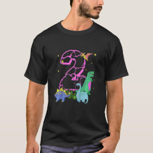 Kids Cute 2 Year Old Rock Dinosaurs Celebrate 2nd T-Shirt