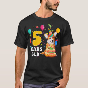 Kids Cute 5 Years Old Corgi Dog Lover 5th Birthday T-Shirt