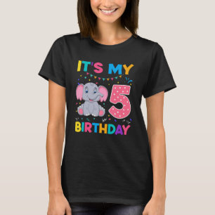 Kids Cute 5th Birthday Elephant 4 Years Old Boy Gi T-Shirt