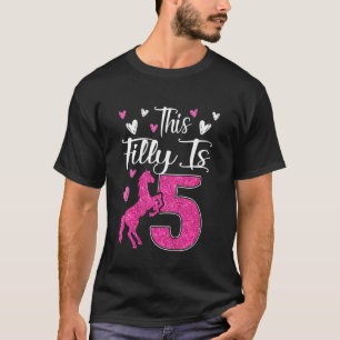 Kids Cute 5th Birthday Party Horse Girl This Fill T-Shirt