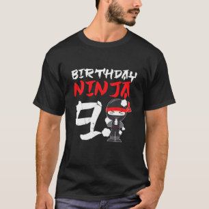 Kids Cute 9 Years Old Ninja 9Th Birthday Party Boy T-Shirt