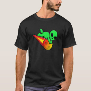 Kids Cute Alien Flying with Meteorite Stone Astero T-Shirt