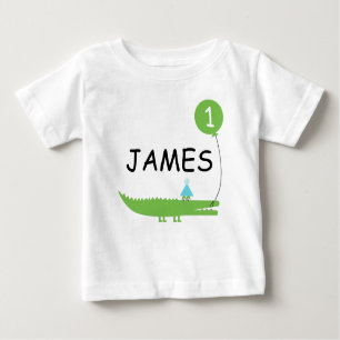 Kids Cute Alligator And Balloon 1st Birthday Shirt