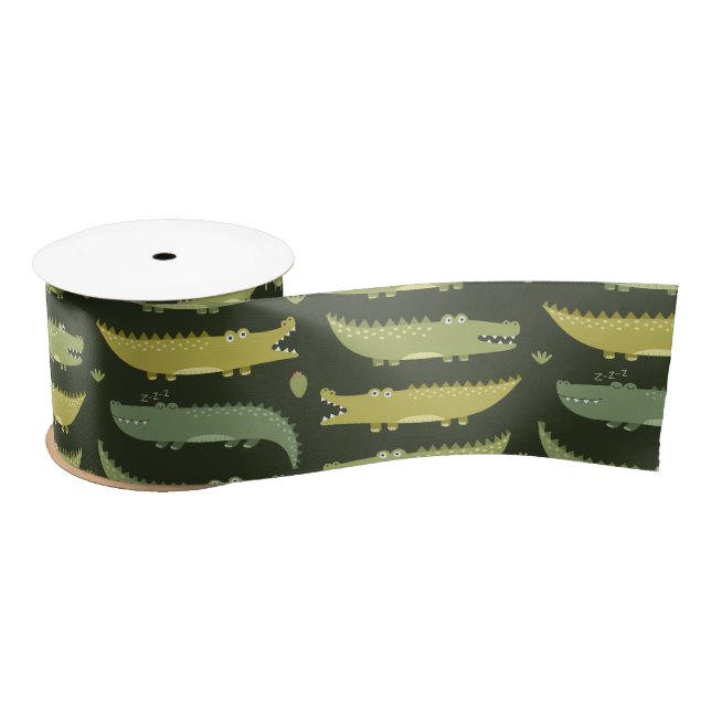 Kids Cute Alligators Crocodiles Talking Together Satin Ribbon (Spool)