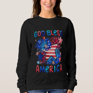 Kids Cute American Flag Boys And Girls God Bless A Sweatshirt