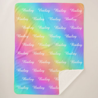 Kids Cute And Vibrant Rainbow Themed Name Blanket