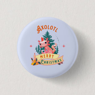 Kids Cute Axolotl Christmas Holiday Art 3 Cm Round Badge