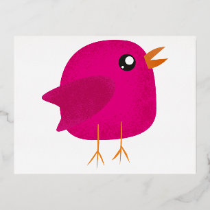 Kids cute birdy foil holiday postcard