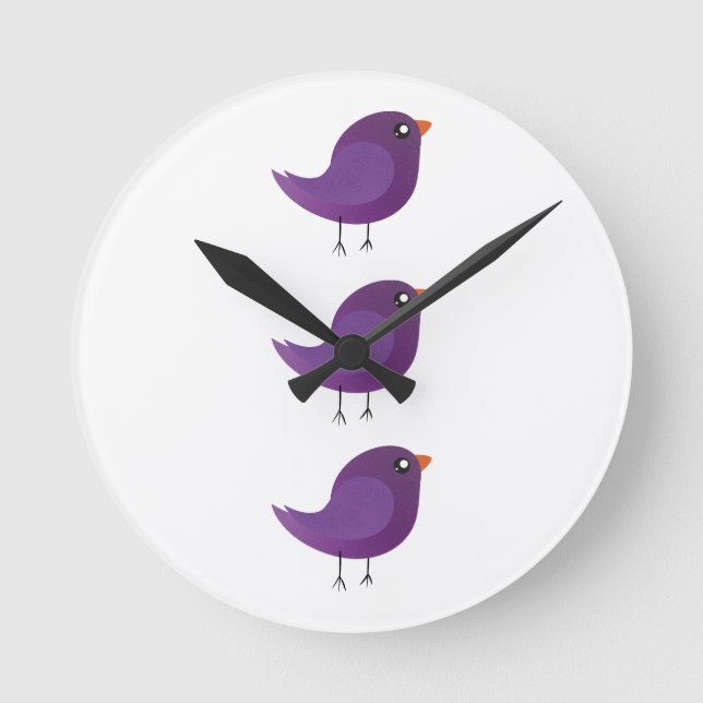 Kids cute birdy  round clock (Front)
