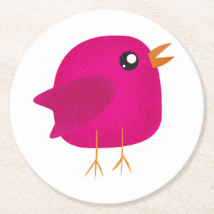 Kids cute birdy round paper coaster
