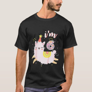 Kids Cute Birthday Llama Im 6 Year Old Girl Pink T T-Shirt