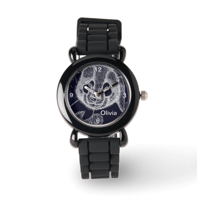 Kids Cute Black and White Panda Watch (Front)