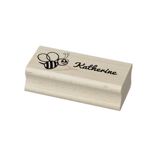 Kids Cute Bumblebee Personalised Bee Cartoon Rubber Stamp (Stamp)