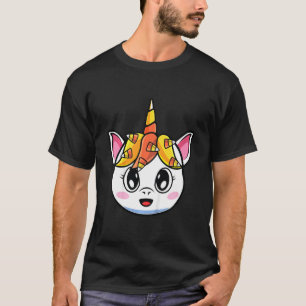 Kids Cute Candy Corn Unicorn  Funny Halloween Girl T-Shirt