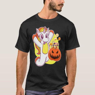 Kids Cute Candy Corn Unicorn Girls Halloween T-Shirt