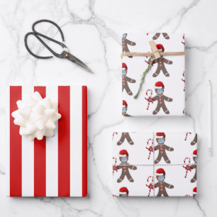 Kids Cute Christmas Gingerbread Man Pattern Wrapping Paper Sheet