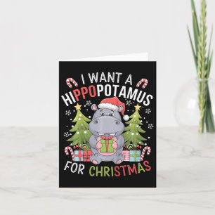 Kids Cute Christmas Hippopotamus Perfect For Xmas Card