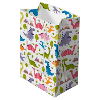 Kids Cute Colourful Dinosaurs Medium Gift Bag