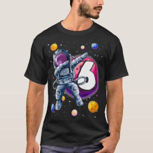 Kids Cute Dabbing Little Astronaut 6 Years Old 6th T-Shirt