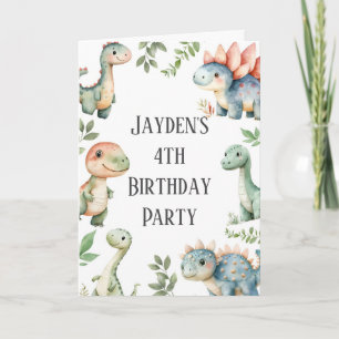 Kids Cute Dinosaur Themed Birthday Invitation
