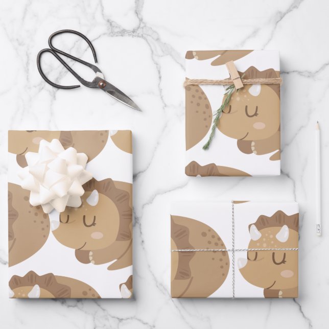 Kids Cute Dinosaur Wrapping Paper Sheet (Front)