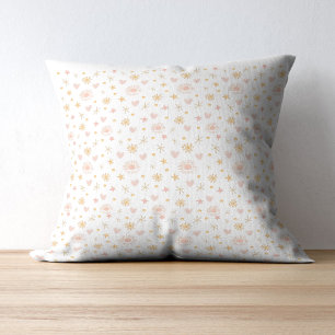 Kids Cute Ditsy Pattern of Suns, Hearts, and Stars Cushion