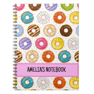 Kids Cute Donut Pattern Personalised Notebook
