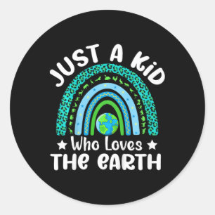 Kids Cute Earth Day Boys Rainbow Save The Earth  Classic Round Sticker