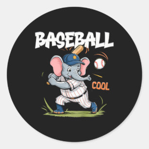 Kids Cute Elephant Playing Bysebyll For Boys Girls Classic Round Sticker