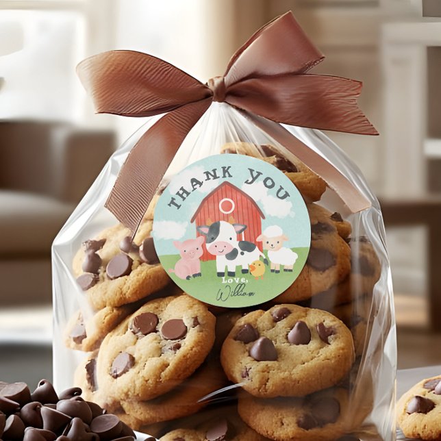 Kids Cute Farm Animal Barnyard Birthday Favour Classic Round Sticker (Creator Uploaded)